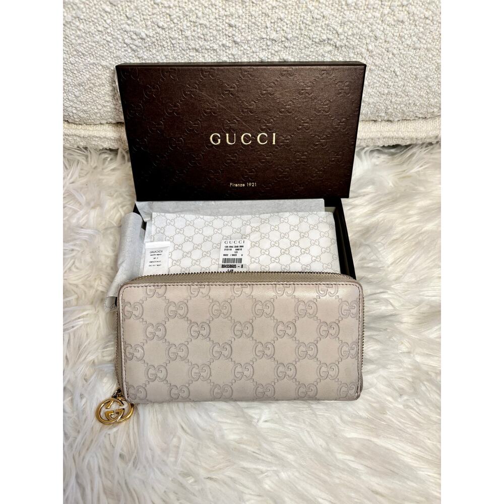 Authentic Gucci Guccissima GG Zip Around Continental Wallet